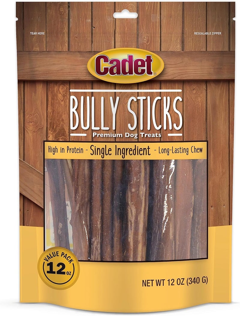 Cadet Bully Sticks for Small Dogs  AllNatural Beef Pizzle High Protein Low Fat LongLasting Grain  RawhideFree Dog Chews for Aggressive Chewers Small 12 Ounce - Image 1