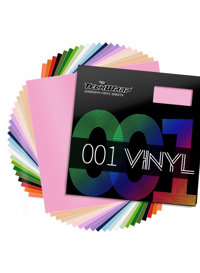 TECKWRAP 001 Vinyl Soft Matte Permanent Adhesive Vinyl 12" x 12" 21 Sheets/Pack Assorted Colors for Scrapbooking, Craft Cutters,Sign Plotters - Image 1