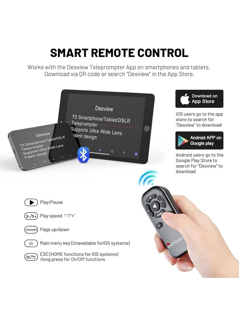 Desview T5 11-Inch Teleprompter For Phone Tablet And DSLR Cameras – Professional Video Recording Teleprompter With Beam Splitter Glass, Remote Control And Adjustable Mount - Image 4