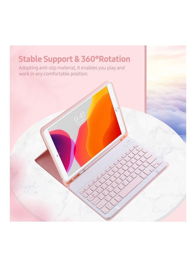 NIBEMINENT Detachable BT Keyboard Case and Elastic Pen Slot Pink - Image 2