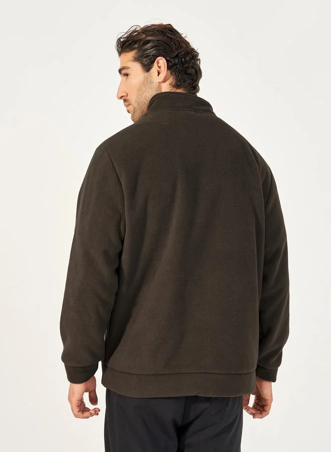 Styli Fleece Utility Jacket with Full Zip Closure