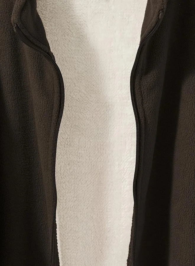 Styli Fleece Utility Jacket with Full Zip Closure
