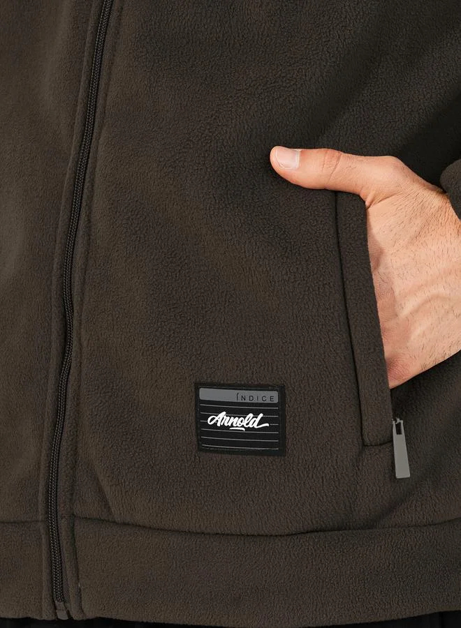 Styli Fleece Utility Jacket with Full Zip Closure