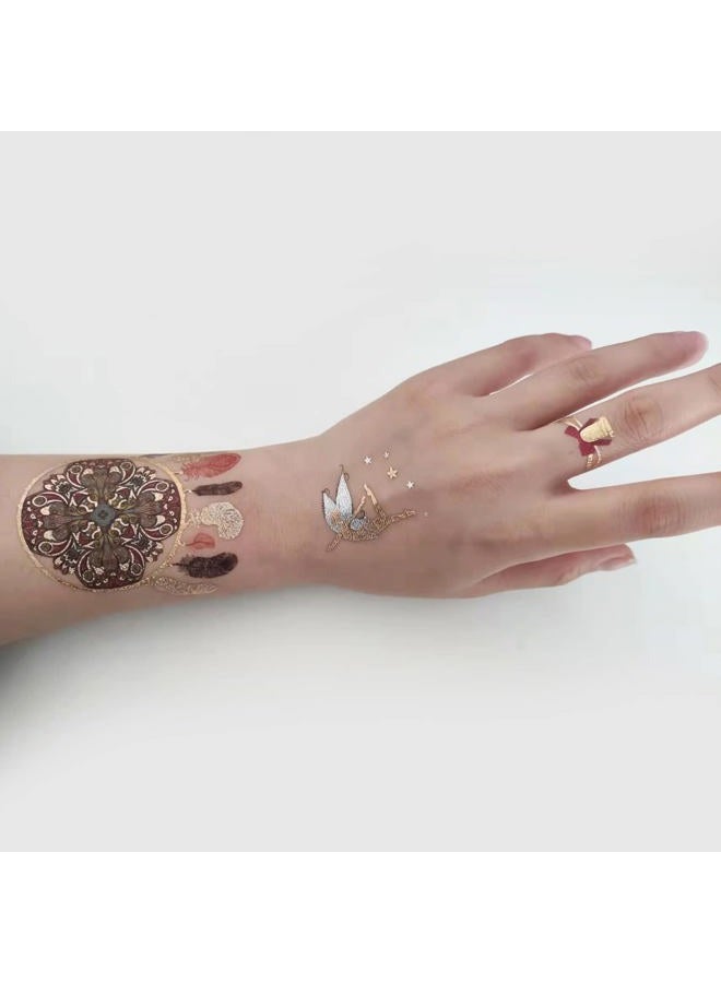 Aresvns Metallic Temporary Tattoo Butterfly, 8 Sheets Gold Silver Fake Tattoos for Women Teen Girls,Flash Jewelry Tattoos,Gold Boho Tattoos Waterproof and long lasting Christmas Gift - Image 5