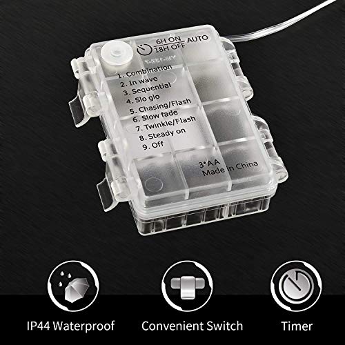 XERGY 10M 100 Led String Fairy Light Powered by Battery Box and Remote, 8 Mode Functions Copper Wire for Home Decoration Birthday Home Decoration Festival Rice (Warm White) - Battery not Included - Image 3