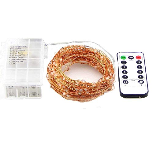 XERGY 10M 100 Led String Fairy Light Powered by Battery Box and Remote, 8 Mode Functions Copper Wire for Home Decoration Birthday Home Decoration Festival Rice (Warm White) - Battery not Included - Image 2