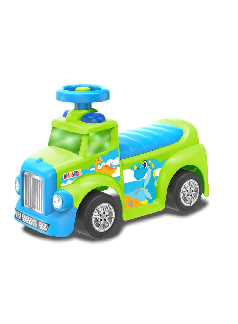 D-Power My First Foot to Floor Dino – Multicolour | Toddler Walker Foot to Floor Slider | Hidden Storage Space, Moveable Steering Wheel & Squeaky Horn | Pre-School & Nursery Walking Aid | Ages 1+ - Image 2