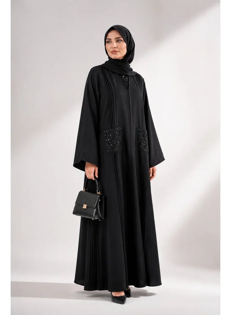 Ophelia Elegant Pocket Abaya with Matching Hijab – Premium Dubai Style