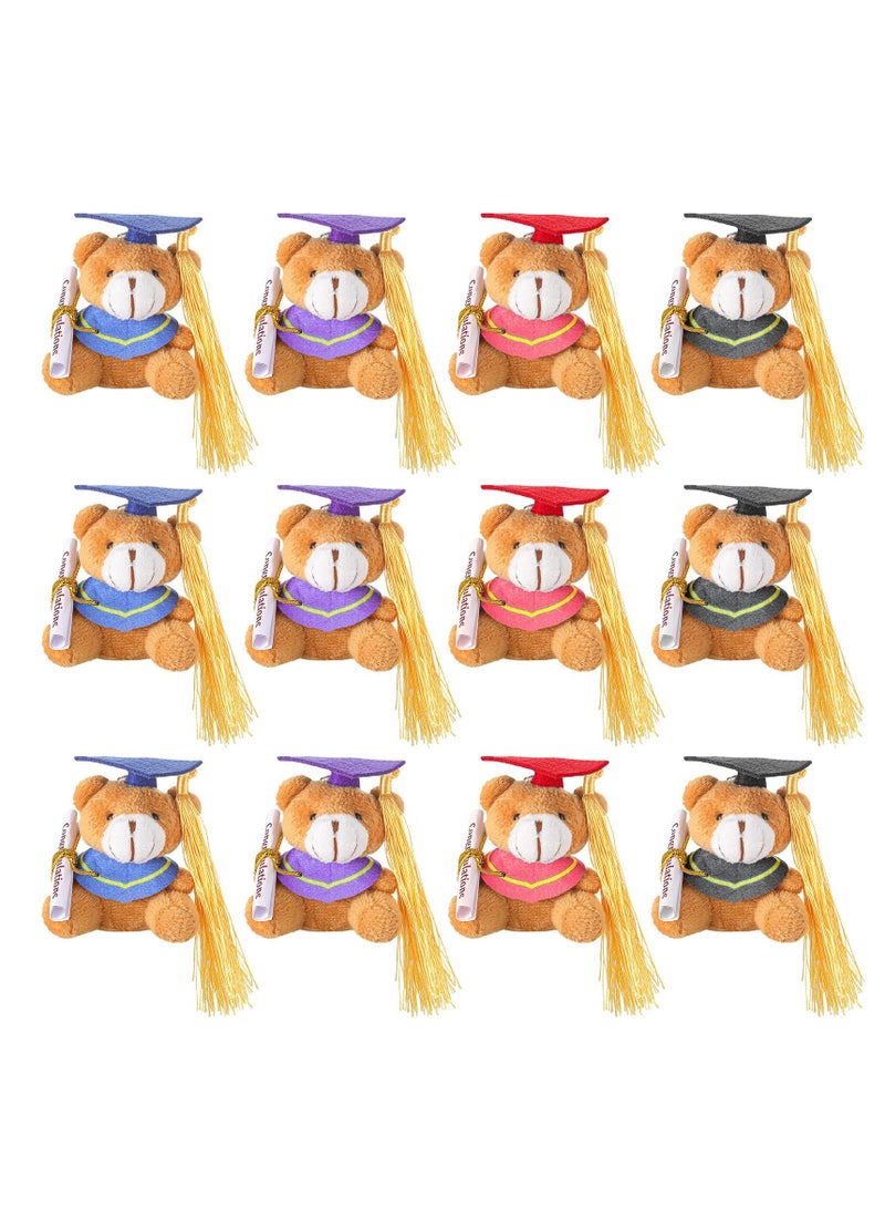 Mini Graduation Bear Toy,2.76 Inch Class of Tiny Bear Mini Stuffed Animals Plush Grad Bear Keychain Graduation Gift DIY Party Favors  for College High School Kindergarten (12 Pcs) - Image 1