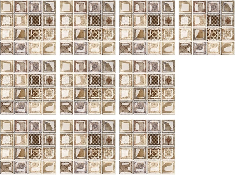 klarako 10pcs 3D Effect Crystal Tile Stickers, Mosaic Crystal Tile Stickers, DIY Waterproof SelfAdhesive Wall Stickers for Home Decor Living Room Bathroom Kitchen Decor, 10X10CM (B) - Image 3