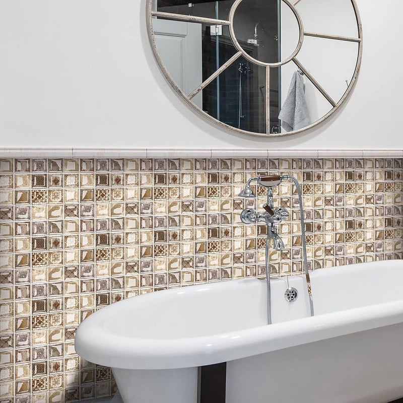 klarako 10pcs 3D Effect Crystal Tile Stickers, Mosaic Crystal Tile Stickers, DIY Waterproof SelfAdhesive Wall Stickers for Home Decor Living Room Bathroom Kitchen Decor, 10X10CM (B) - Image 4