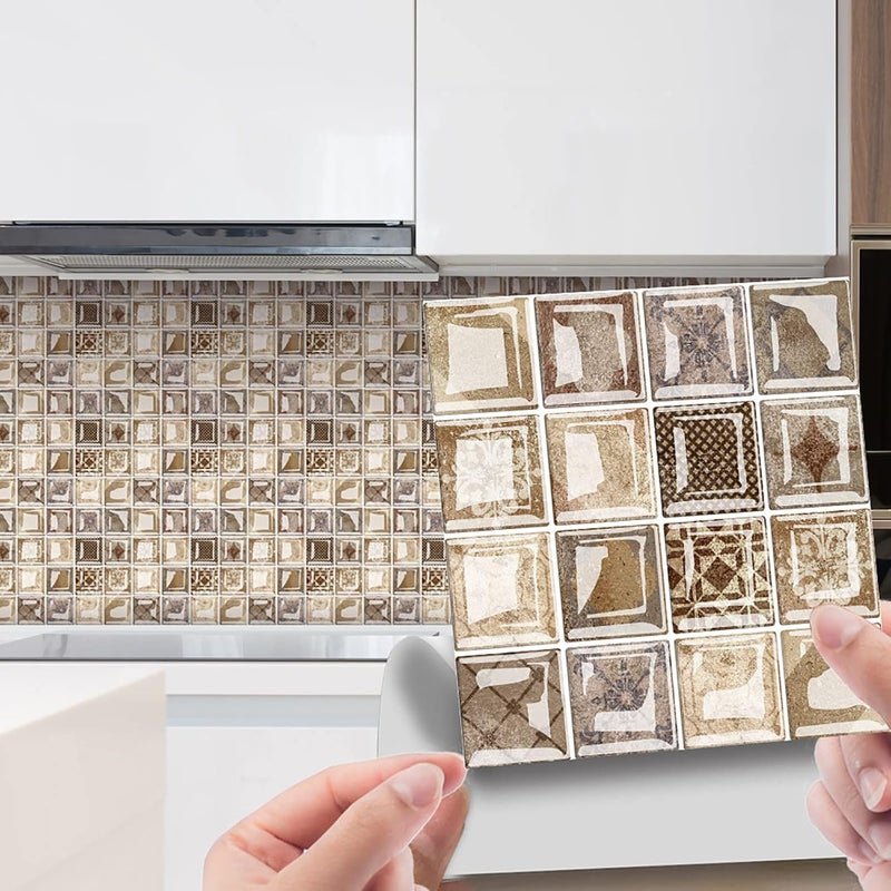 klarako 10pcs 3D Effect Crystal Tile Stickers, Mosaic Crystal Tile Stickers, DIY Waterproof SelfAdhesive Wall Stickers for Home Decor Living Room Bathroom Kitchen Decor, 10X10CM (B) - Image 1