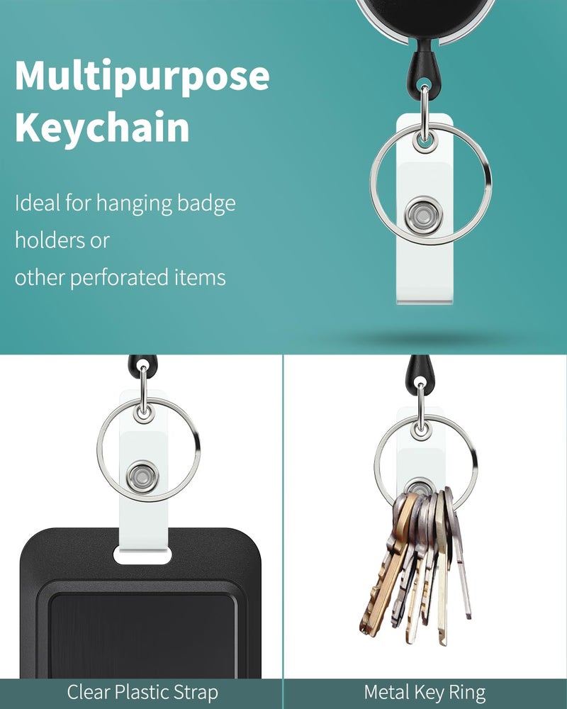 Uniclife 2 Pack Retractable Badge Reel for Badge Holder Heavy Duty Retractable Keychain Strong ABS Casing with Stainless Steel Spring Coil 24 Inch Nylon Rope Carabiner Clip and Key Ring - Image 4