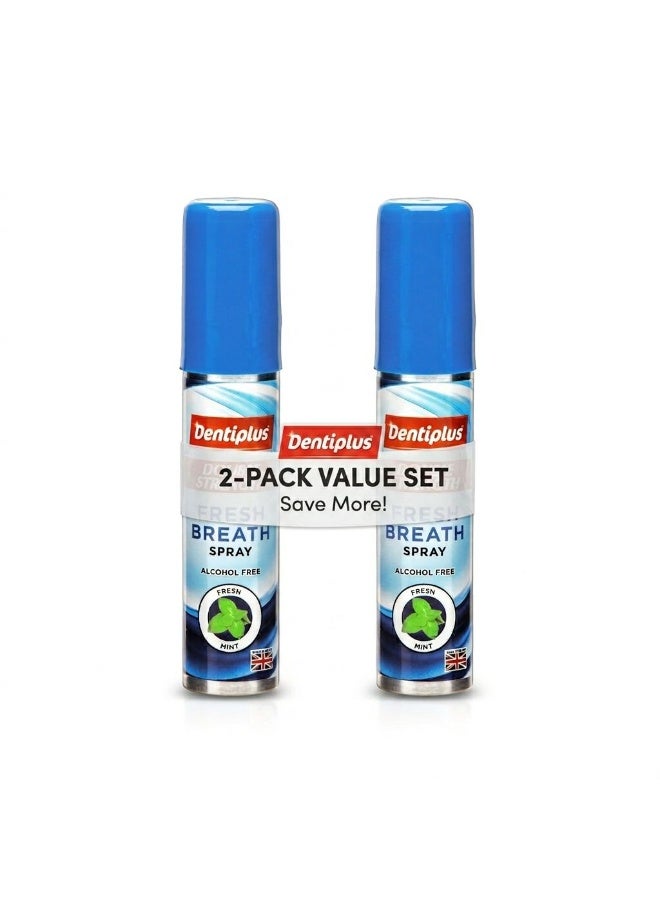 Dentiplus Double Strength Alcohol Free Fresh Breath Spray Mint 25ml - Pack of 2