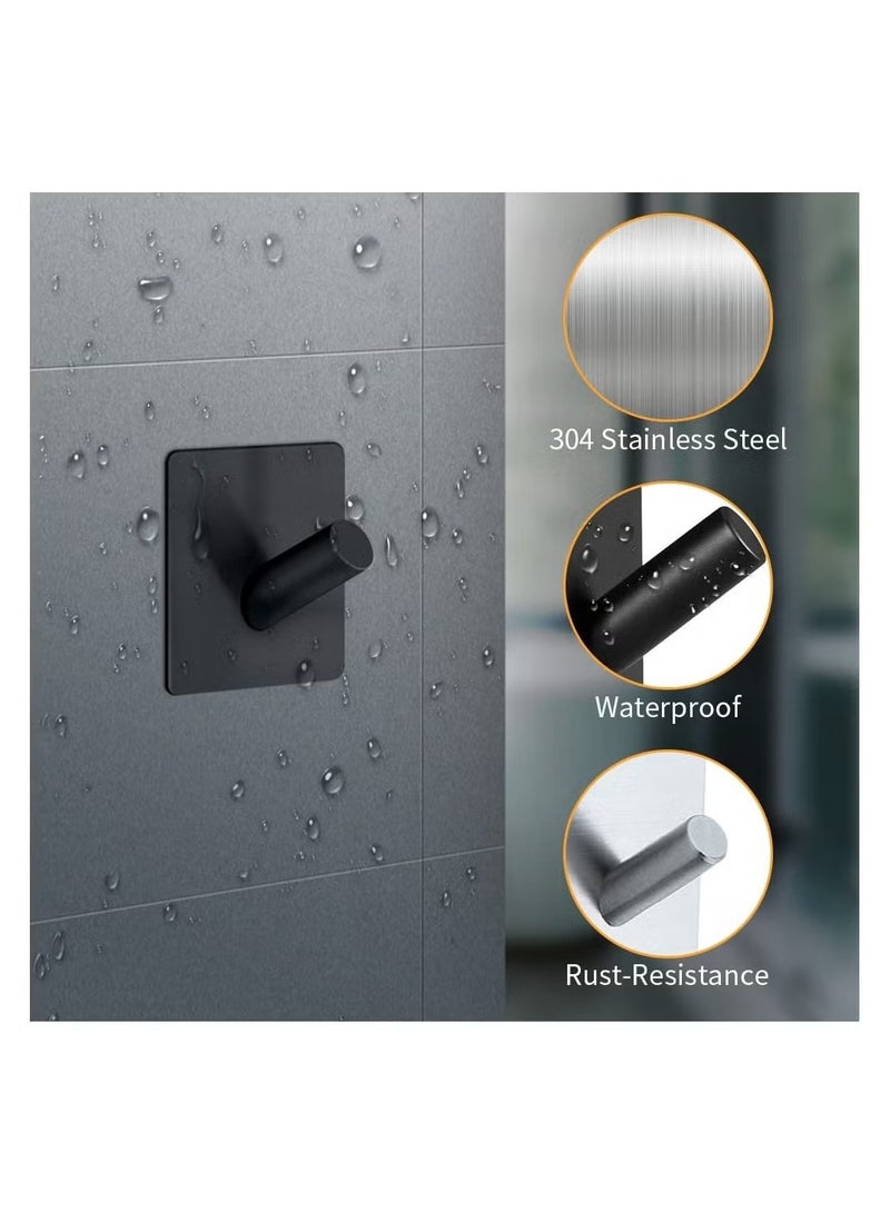 Bukela 7 Pack Wall Hooks, Heavy Duty Self Adhesive, 304 Stainless Steel Traceless, No Nails-Anti-Rust Waterproof Hook for Bathroom, Kitchen, Hanging, Coat Robe, Towel, Key (Black)  - Image 3