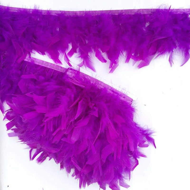 Sowder Turkey Feathers Trim Fringe for Party Wedding Dress Sewing Crafts Costumes Decoration Pack of 2 Yards (Purple) - Image 3