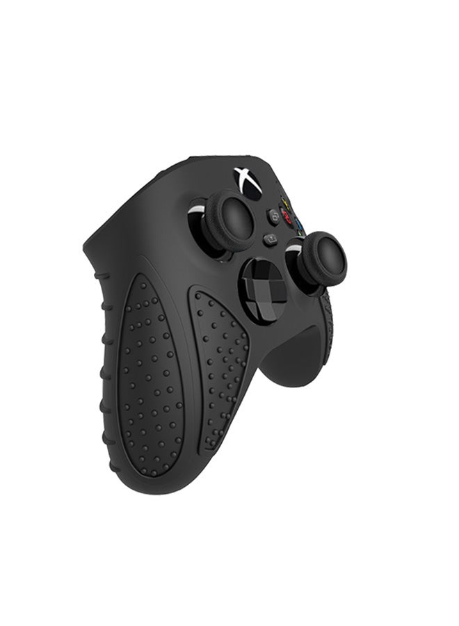 SJet 2 PACK Xbox Series S & Xbox Series X Controller Skin Case Soft Flat Anti-Slip Silicone Protective Cover, with 16 Raised Thumb Grip Caps (Black+Clear)  - Image 2