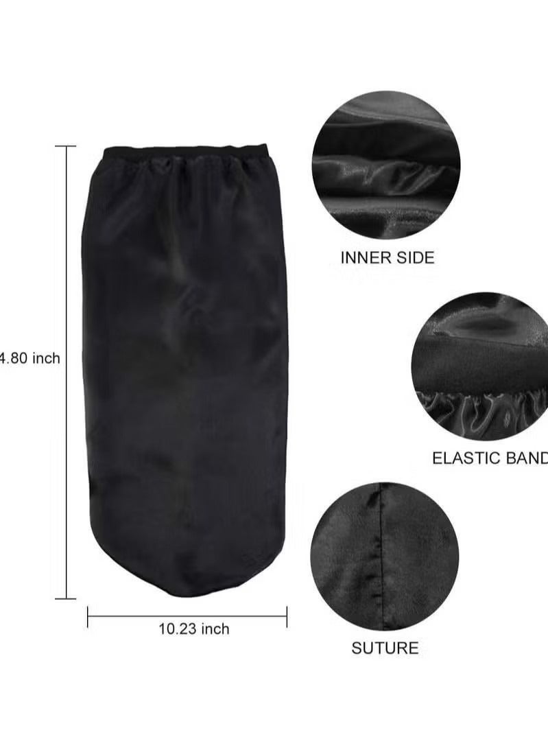 Satin Bonnet Sleep Cap Black Extra Large Silk for Natural Hair Long Braids Dreadlocks Curly Bonnets Women Night  - Image 2