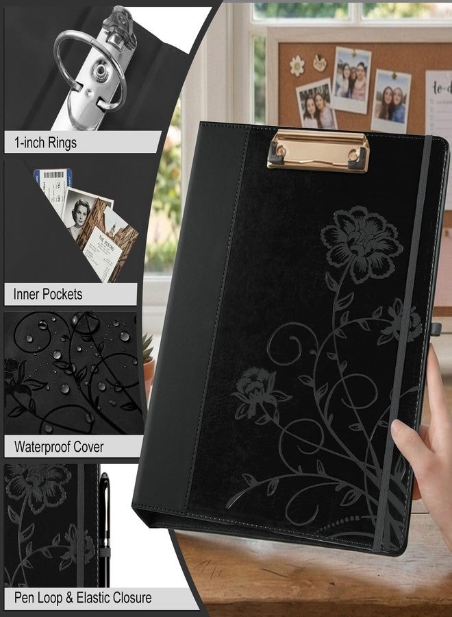 KLLVE 3 Ring Binder 1 Inch, Leather Binders with Clipboards, KLLVE Three Ring Binder with 10 Pocket Divider(Black, Letter Size) - Image 5