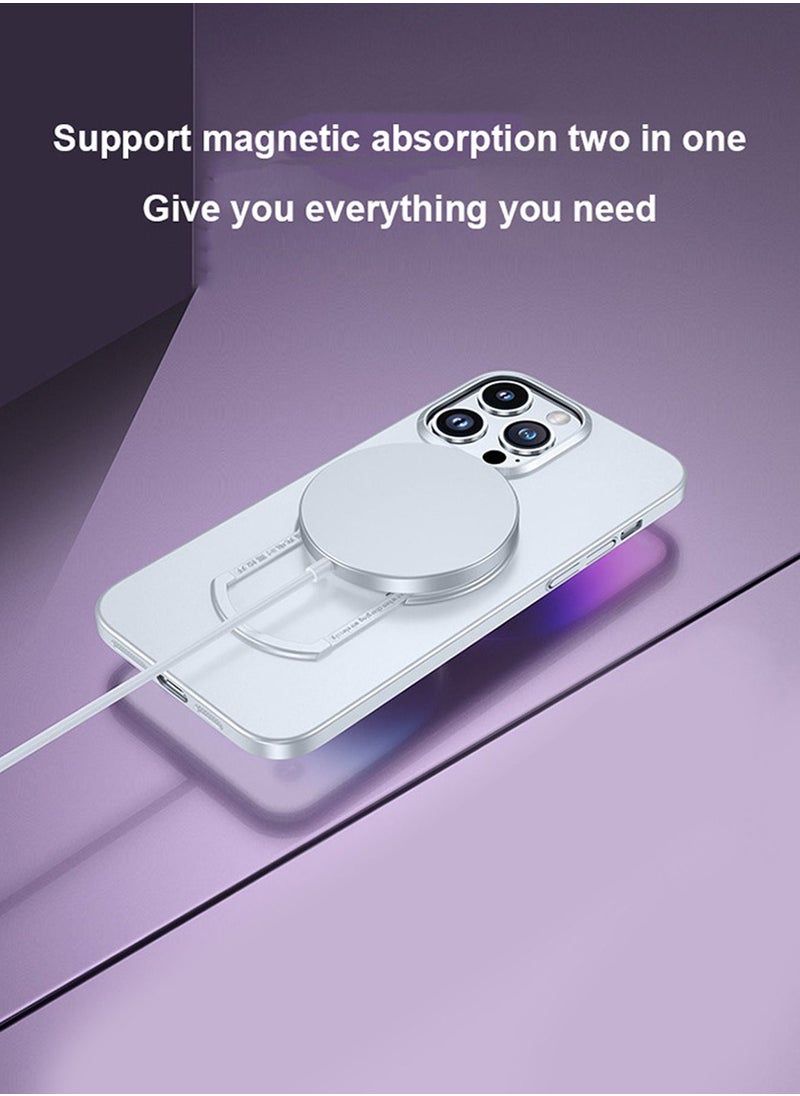 Generic - iPhone 14 Pro MagSafe Case Cover Protector Protection With Magnetic Wireless Charging Back Invisible Ring Stand Mobile Phone Holder Kickstand Cell Anti-scratch Anti-drop Shockproof Cover Accessory - Image 1