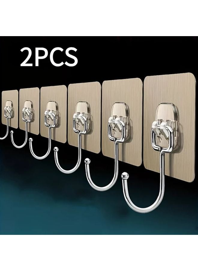 2Pcs Ultra Durable Transparent Adhesive Wall Hooks Reusable No Drilling Waterproof Oil Resistant - Image 1