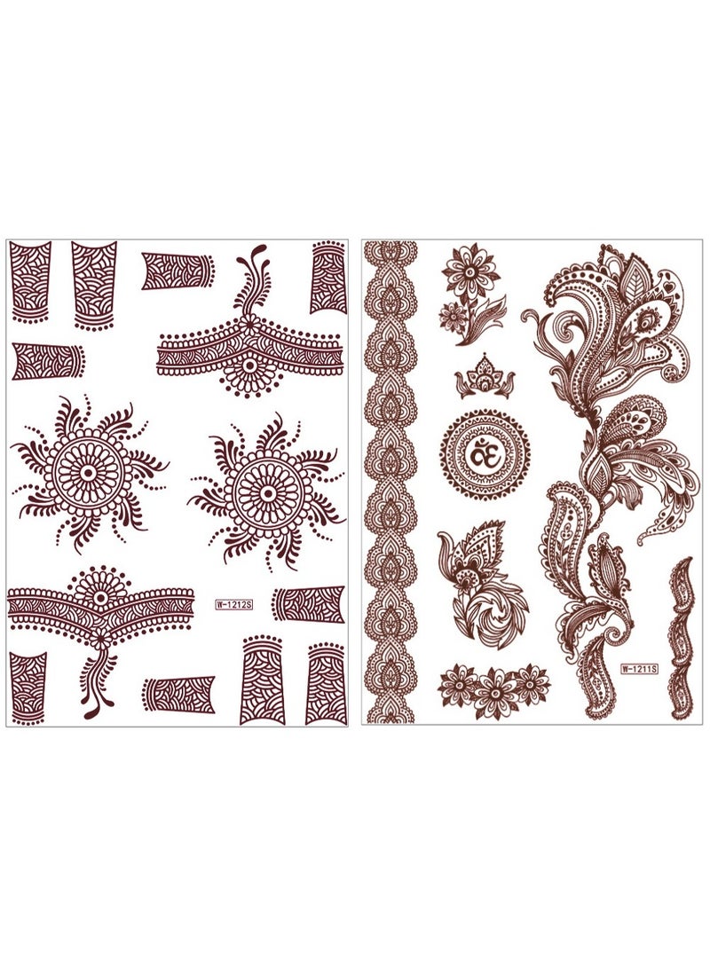 يوكانبي ٦ قطع من ملصقات تاتو الدانتيل البني الزهري – تاتو مؤقت مقاوم للماء للنساء، فن جسم أنيق وطويل الأمد - Image 4