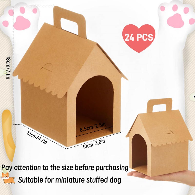 HAN SHENG 24 Pcs Dog House Shape Gift Boxes, Kraft Paper Party Favors with Handle for DIY Crafting, Puppy Birthday Party Supplies, Pet Adoption Theme Decorations - Image 2