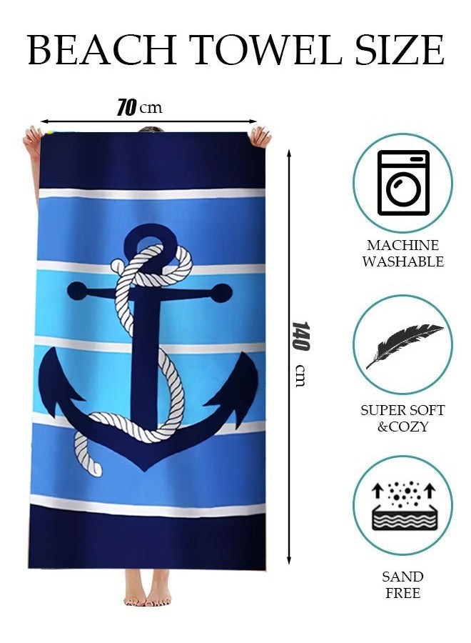 ZVEV Beach Towel, 140*70cm Microfiber Lightweight Thin Beach Towel for Adults Kids,Sand Free Quick Dry Super Absorbent Large Towels for Swimming, Pool, Camping, Yoga, Workout, Traveling - Image 2