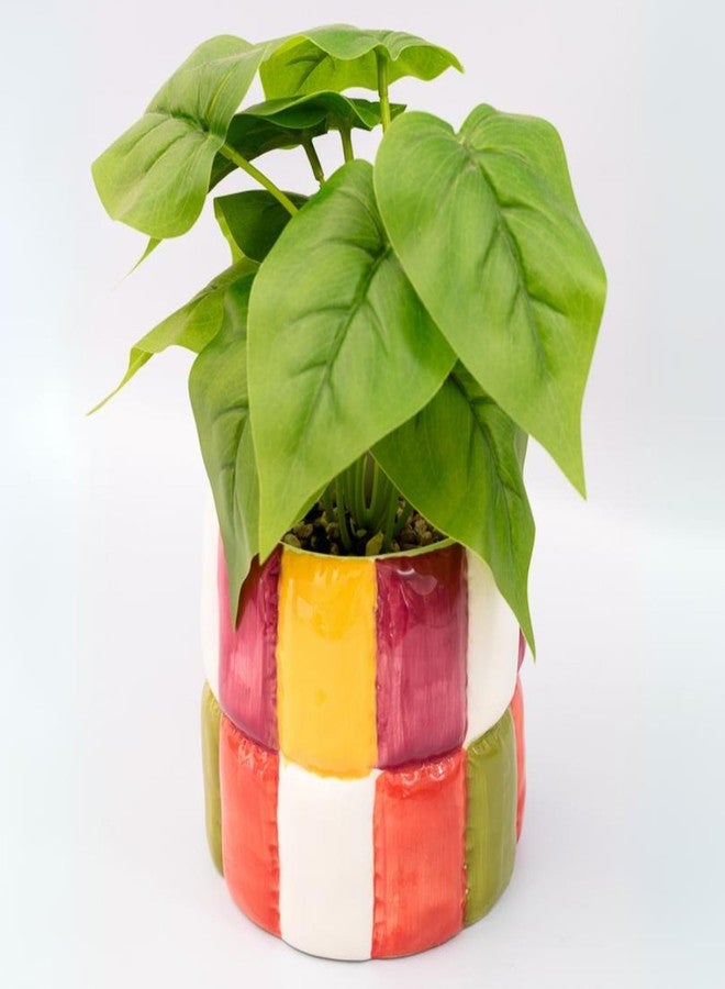 ban.do Novelty Ceramic Plant Pot with Drainage Hole, Decorative Planter, Ceramic Planter for Home Decor, Cute Decor, Unique Planter, Colorblock - Image 3