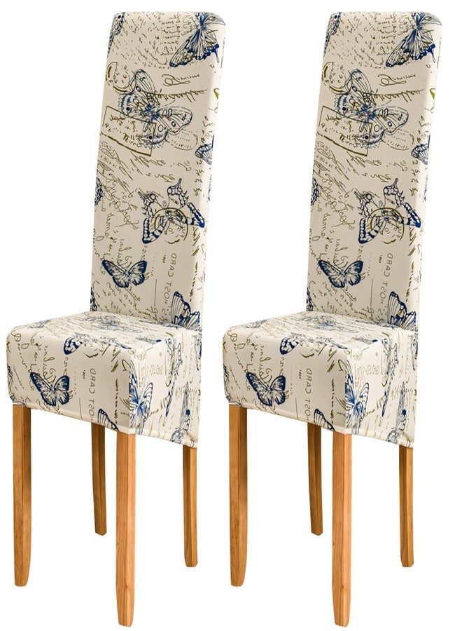 Deisy Dee XL/Oversized Removable Washable Soft Spandex Extra Large Dining Room Chair Covers for Kitchen (Butterfly, 2) - Image 1