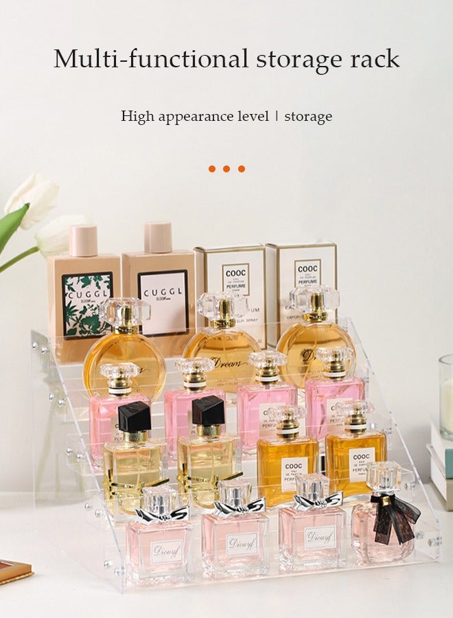 DUNISO Perfume Organizer Stand, 5 layer transparent acrylic display rack, cosmetics storage rack, multi functional desk storage device, used to store perfume, toiletries and skin care products - Image 3