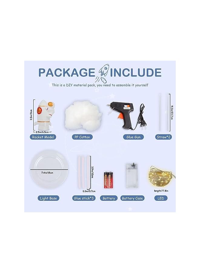 The Bros مصباح ليلي صاروخي DIY للأطفال، ديكور غرفة الأولاد، مصباح غرفة الأطفال، مصباح ليلي صاروخي، ديكور جمالي لغرفة الأطفال، مصباح غرفة الأطفال DIY، مصباح ليلي DIY للأولاد من 4-10 سنوات - Image 3
