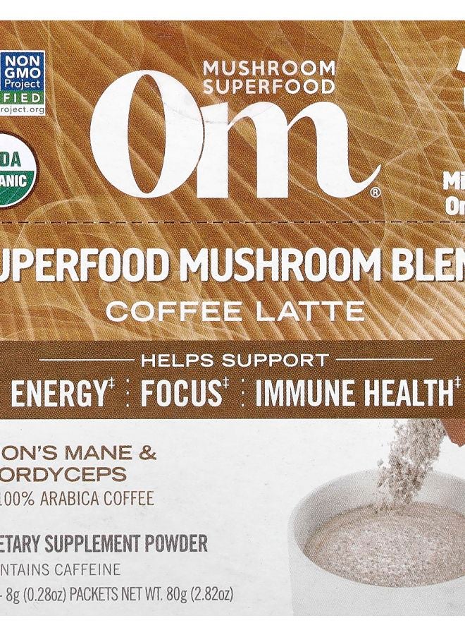 Om Mushrooms Superfood Mushroom Blend Coffee Latte 10 Packets 0.28 oz (8 g) Each