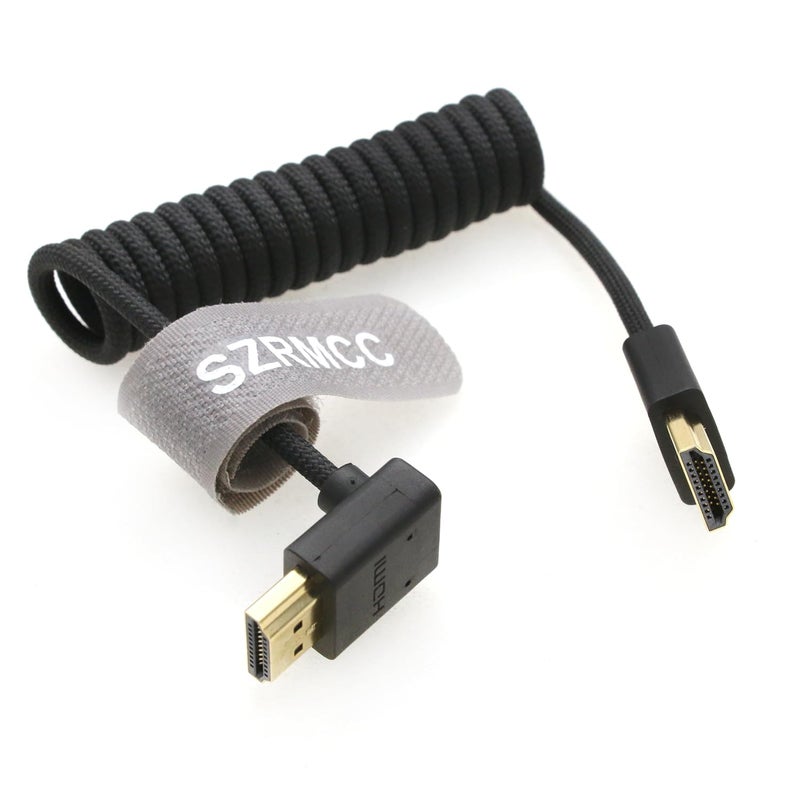 اس زد ار ام سي سي كابل 8K HDMI إلى HDMI بزاوية علوية فائق السرعة ملفوف مضفر للكاميرا Z Cam E2 Sony FX6 FX9 Canon EOS C70 C300 Portkeys BM5 Atomos Ninjav V Shogun Monitor - Image 2
