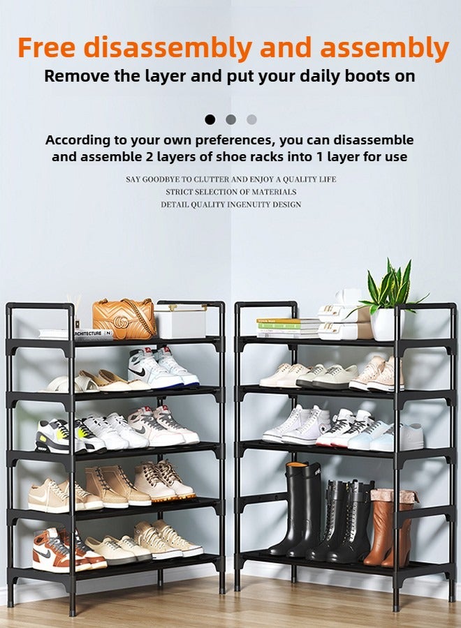 Haidue 5 Tier Shoe Rack Organizer,Adjustable Shoe Shelf Storage Organizer,Shoe Storage Cabinet for Entryway,Hallway,Bedroom ,Shoe Stand,Shoe Shelf,Show Rack,Black 91*60*26cm - Image 5