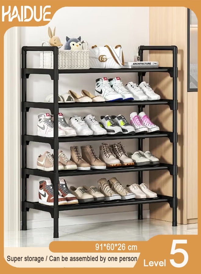 Haidue 5 Tier Shoe Rack Organizer,Adjustable Shoe Shelf Storage Organizer,Shoe Storage Cabinet for Entryway,Hallway,Bedroom ,Shoe Stand,Shoe Shelf,Show Rack,Black 91*60*26cm - Image 1