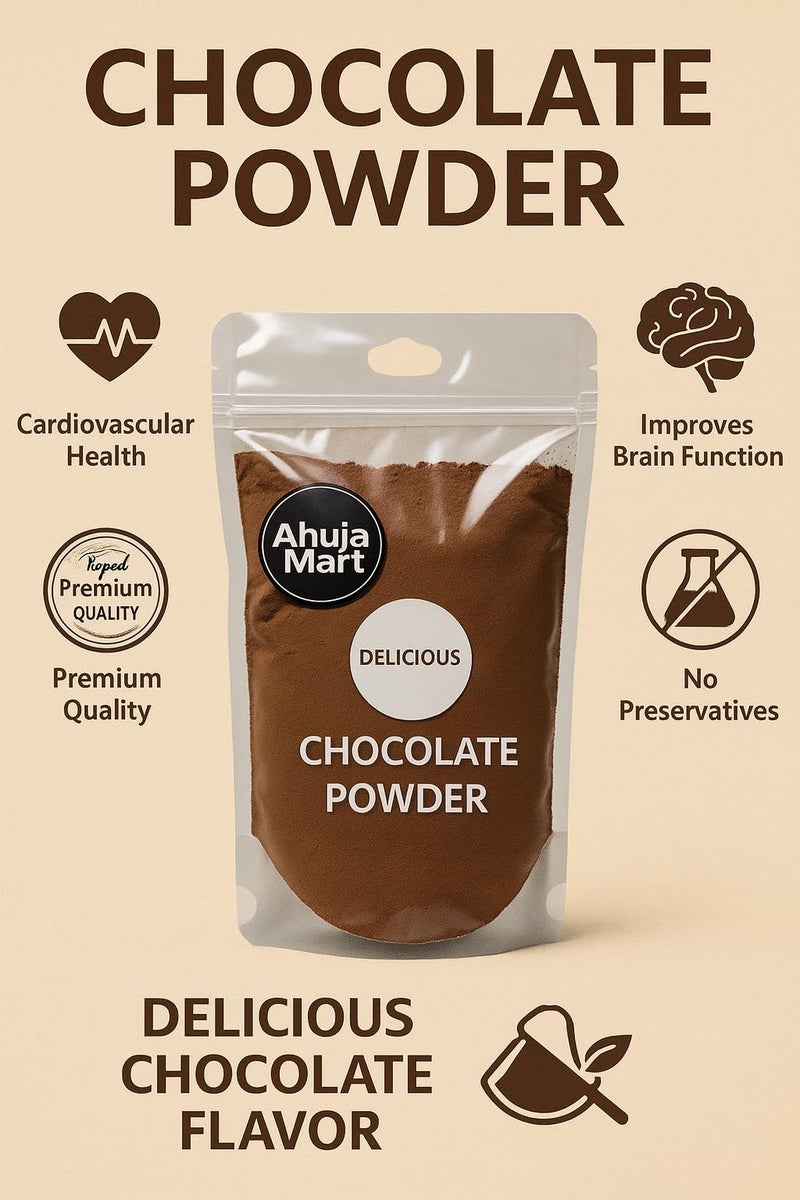 Ahuja Mart Premium Unsweetened Cocoa Powder 500G | Rich Coca Powder for Baking Cake, Hot Chocolate Drink, Milkshakes & Desserts | Cocoa Powder Without Sugar | Smooth & Flavourful Cocoa Blend | Hygienically Packed | Ideal for Cakes, Cookies & Beverages - Image 2