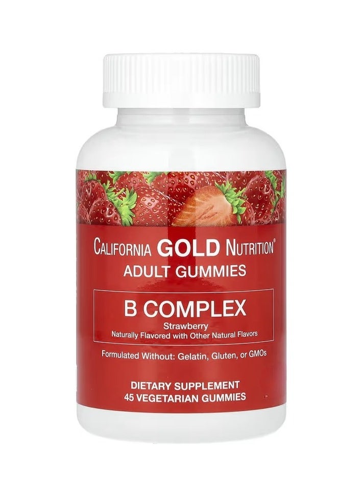 California Gold Nutrition California Gold Nutrition B Complex Gummies Strawberry 45 Vegetarian Gummies  - Image 1