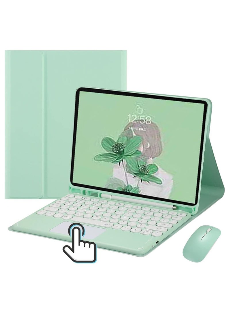 iPad 10th Generation Touchpad Keyboard Case Retro Round Key with Mouse Cute Color Keyboard with Trackpad Detachable Touch Keyboard iPad 10 2022 10.9 inch Cover - Image 1