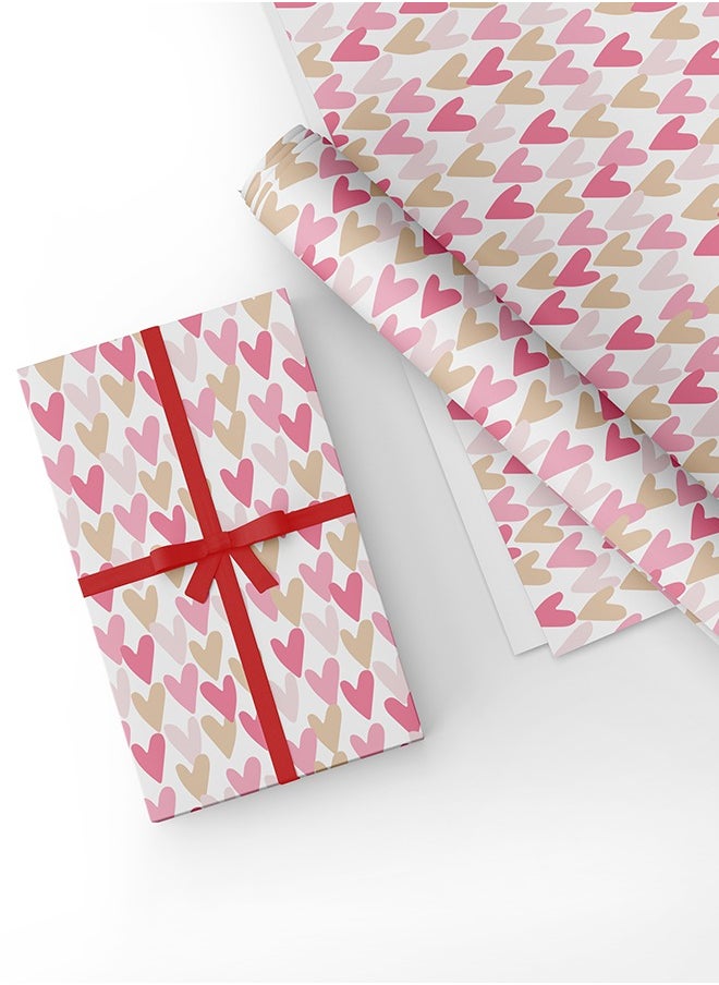 Share the Love - Hearts Wrapping Paper – Luxurious Premium Finish, 4 Sheets (50x70 cm) for Romantic Gift Wrapping - Image 1