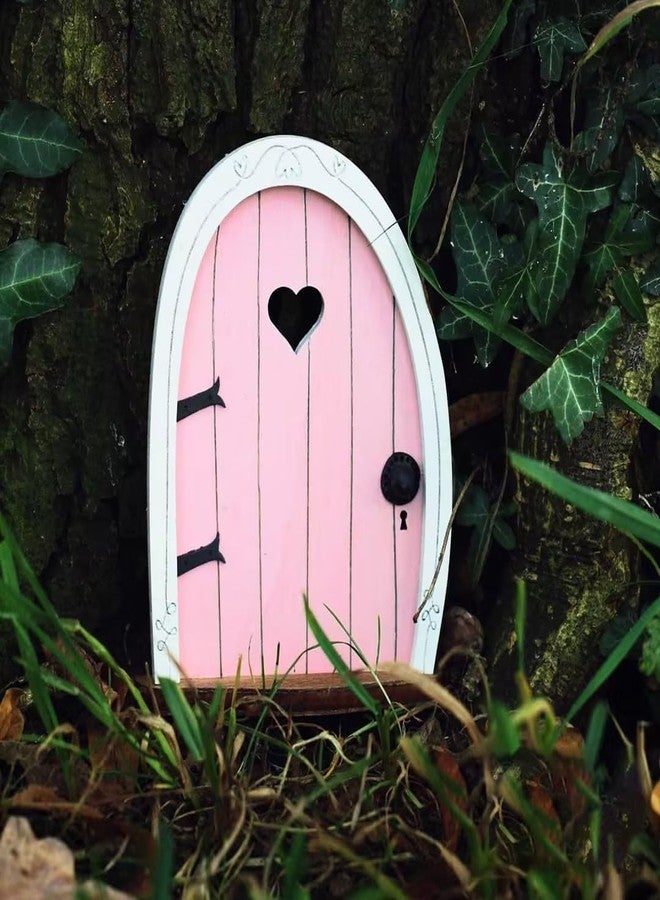 SelHeng 2Pcs Pink Streak Mini Fairy Garden Door for Tree, 3D Miniature Fairy Door for Fairytale Tiny House Doors, Bonsai Terrarium Micro Landscape Decoration Accessories Garden Miniatures - Image 2