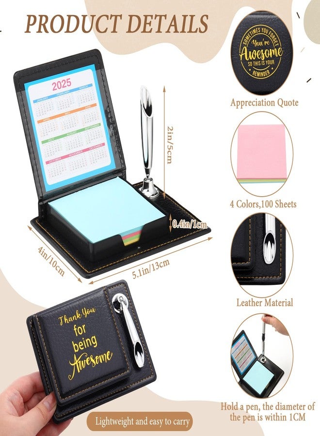 Sinload 12 Sets Employees Appreciation Sticky Note Holder Thank You Gifts for Coworkers Teacher Nurse Appreciation Gifts Included Sticky Notes Pen Holder with PU Leather Box - Image 2