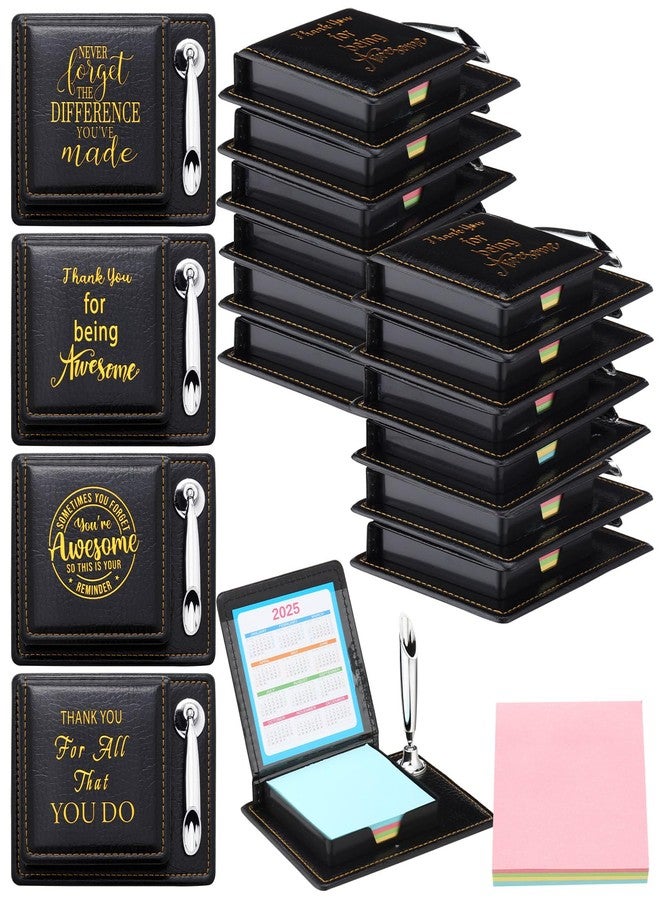 Sinload 12 Sets Employees Appreciation Sticky Note Holder Thank You Gifts for Coworkers Teacher Nurse Appreciation Gifts Included Sticky Notes Pen Holder with PU Leather Box - Image 1