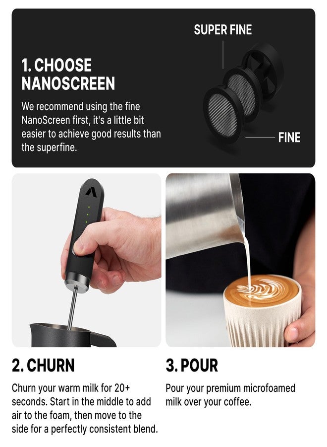 Subminimal Performance Milk Foamer - NanoFoamer Lithium Handheld Frother - Rechargeable, Dual-Speed - Microfoamed Milk in 30 Seconds, Barista-Style Coffee Drinks at Home - White Special Edition - Image 5