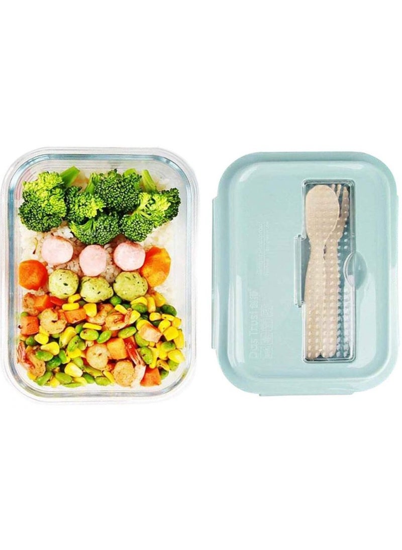 Alissa - Glass Lunch Box Meal Prep Containers Food Storage Box with Lid Leak-proof Lunch Container With Spoon And Fork - Image 1