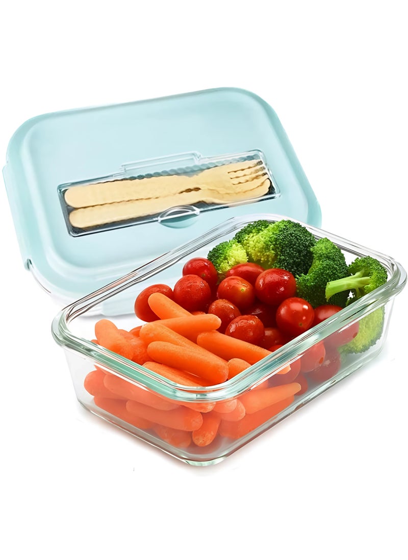 Alissa - Glass Lunch Box Meal Prep Containers Food Storage Box with Lid Leak-proof Lunch Container With Spoon And Fork - Image 1