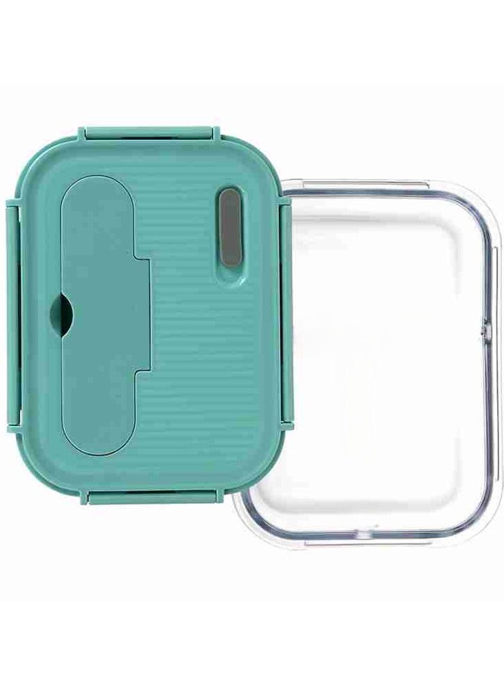 اليسا صندوق غداء زجاجي، حاويات تحضير الوجبات، صندوق تخزين الطعام مع غطاء، حاوية غداء مانعة للتسرب، مع ملعقة وشوكة - Image 2