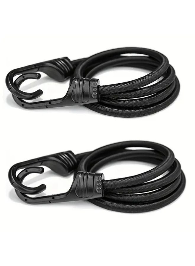 2 Pack Black Rubber Bungee Cords 11 81inch Plastic Hooks Durable Weather Resistant - Image 3