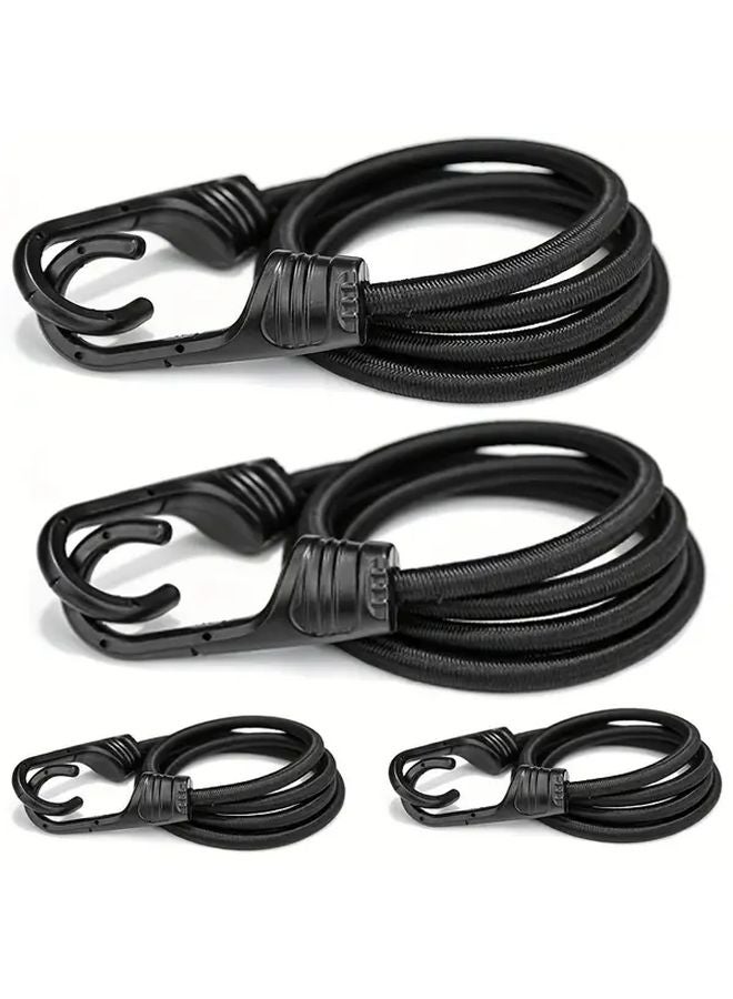 2 Pack Black Rubber Bungee Cords 11 81inch Plastic Hooks Durable Weather Resistant - Image 2