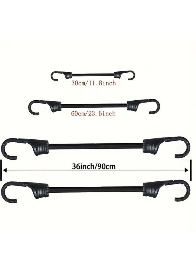 2 Pack Black Rubber Bungee Cords 11 81inch Plastic Hooks Durable Weather Resistant - Image 4